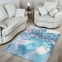 Aotearoa Maori Koru Curves Area Rug Aqua Paua Shell LT7 - Polynesian Pride