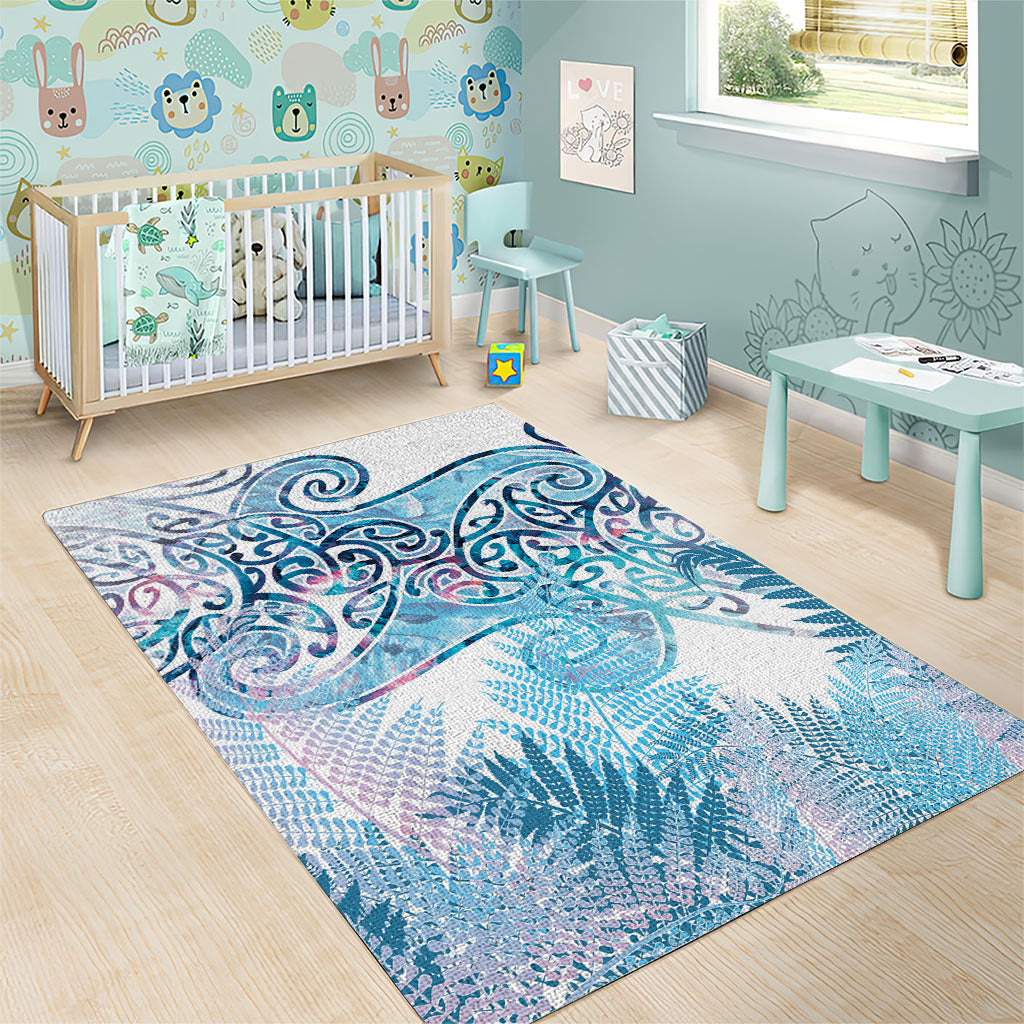 Aotearoa Maori Koru Curves Area Rug Aqua Paua Shell LT7 - Polynesian Pride