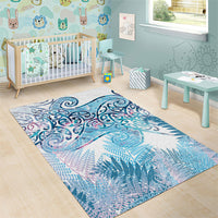 Aotearoa Maori Koru Curves Area Rug Aqua Paua Shell LT7 - Polynesian Pride
