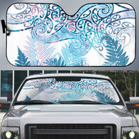 Aotearoa Maori Koru Curves Auto Sun Shade Aqua Paua Shell LT7 Blue - Polynesian Pride