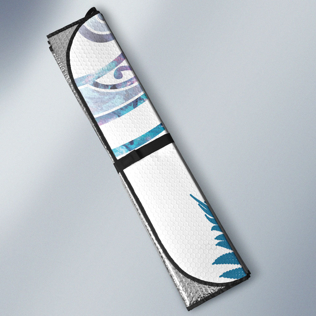Aotearoa Maori Koru Curves Auto Sun Shade Aqua Paua Shell LT7 - Polynesian Pride