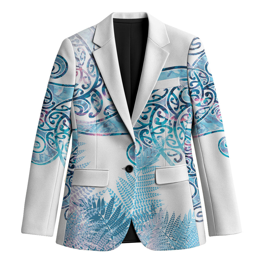 Aotearoa Maori Koru Curves Blazer Aqua Paua Shell LT7 Unisex Blue - Polynesian Pride