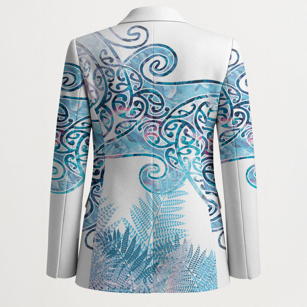Aotearoa Maori Koru Curves Blazer Aqua Paua Shell LT7 - Polynesian Pride