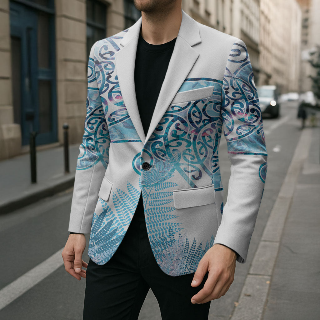 Aotearoa Maori Koru Curves Blazer Aqua Paua Shell LT7 - Polynesian Pride