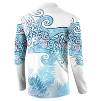 Aotearoa Maori Koru Curves Button Sweatshirt Aqua Paua Shell LT7 - Polynesian Pride
