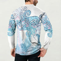 Aotearoa Maori Koru Curves Button Sweatshirt Aqua Paua Shell LT7 - Polynesian Pride