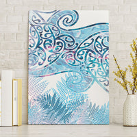 Aotearoa Maori Koru Curves Canvas Wall Art Aqua Paua Shell LT7 Without Frame Blue - Polynesian Pride