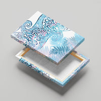 Aotearoa Maori Koru Curves Canvas Wall Art Aqua Paua Shell LT7 - Polynesian Pride