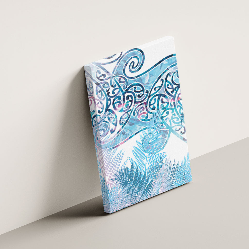 Aotearoa Maori Koru Curves Canvas Wall Art Aqua Paua Shell LT7 - Polynesian Pride
