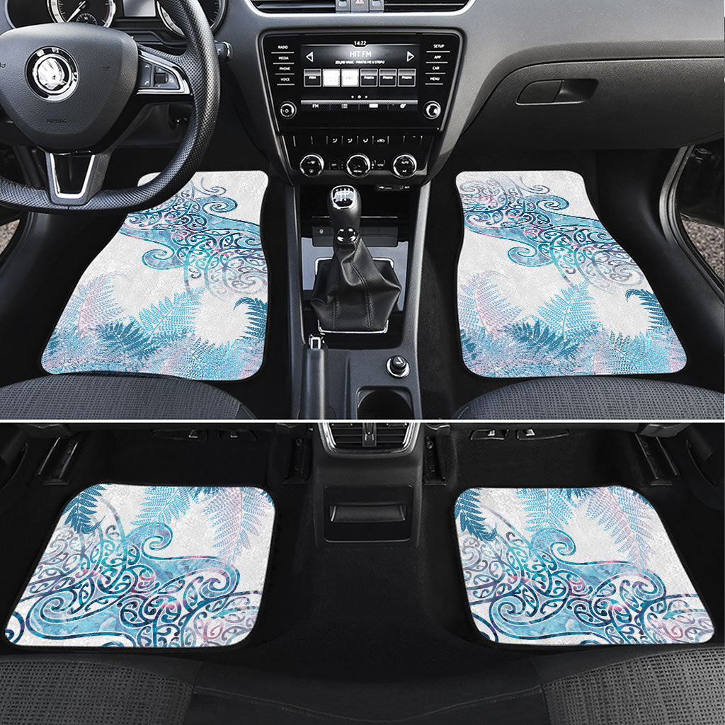 Aotearoa Maori Koru Curves Car Mats Aqua Paua Shell LT7 Set 4pcs Blue - Polynesian Pride