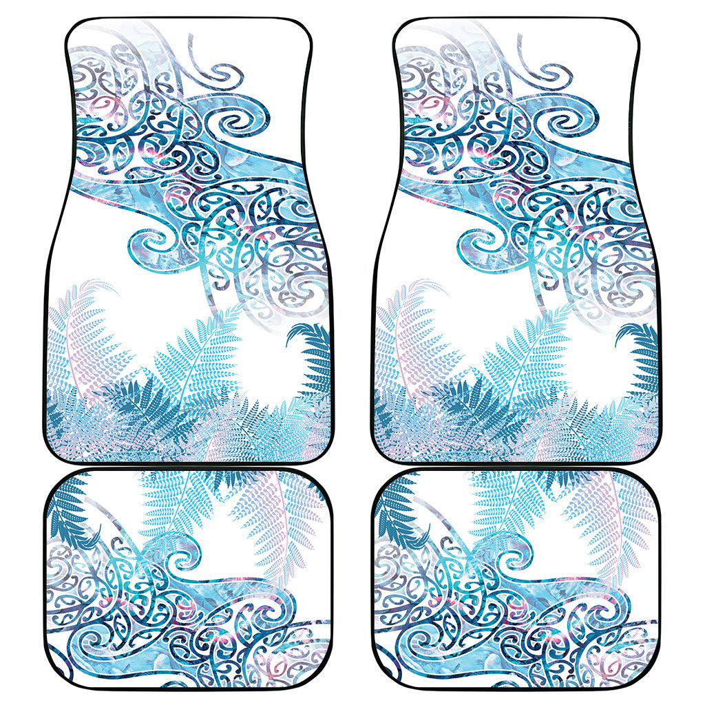 Aotearoa Maori Koru Curves Car Mats Aqua Paua Shell LT7 - Polynesian Pride