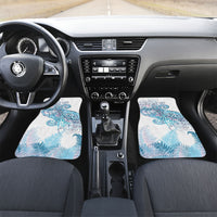 Aotearoa Maori Koru Curves Car Mats Aqua Paua Shell LT7 Set 2pcs - Front Blue - Polynesian Pride