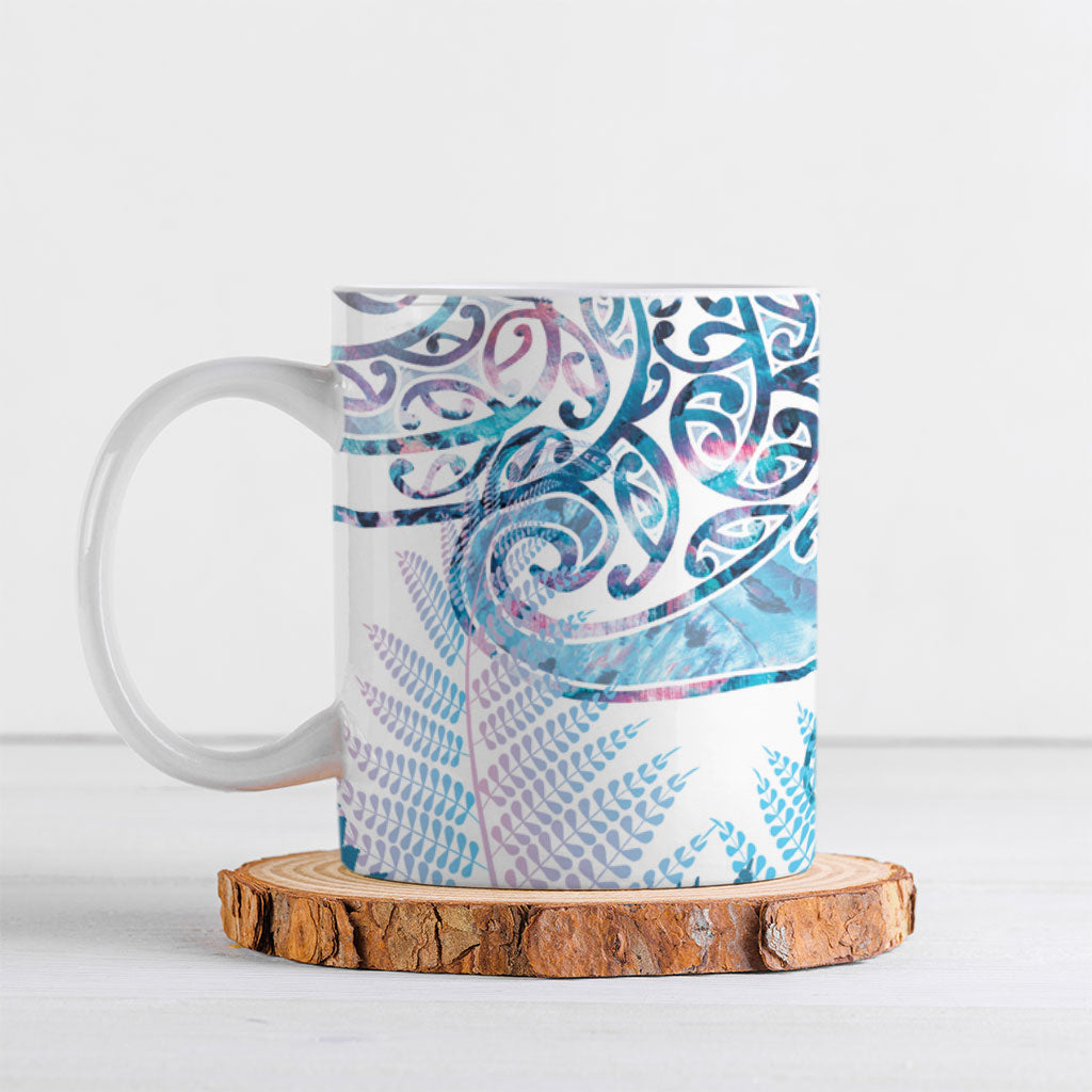 Aotearoa Maori Koru Curves Ceramic Mug Aqua Paua Shell LT7 Blue - Polynesian Pride