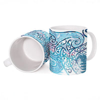 Aotearoa Maori Koru Curves Ceramic Mug Aqua Paua Shell LT7 - Polynesian Pride