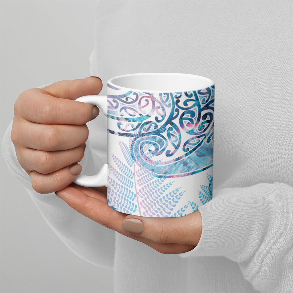 Aotearoa Maori Koru Curves Ceramic Mug Aqua Paua Shell LT7 - Polynesian Pride
