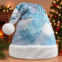 Aotearoa Maori Koru Curves Christmas Santa Hat Aqua Paua Shell