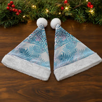 Aotearoa Maori Koru Curves Christmas Santa Hat Aqua Paua Shell