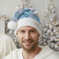 Aotearoa Maori Koru Curves Christmas Santa Hat Aqua Paua Shell