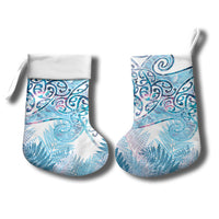 Aotearoa Maori Koru Curves Christmas Stocking Aqua Paua Shell