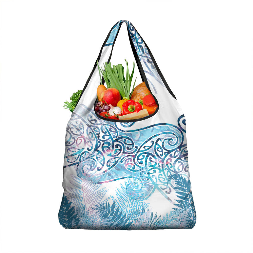 Aotearoa Maori Koru Curves Grocery Bag Aqua Paua Shell LT7 1-pack One Size Blue - Polynesian Pride