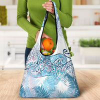 Aotearoa Maori Koru Curves Grocery Bag Aqua Paua Shell LT7 - Polynesian Pride