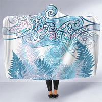 Aotearoa Maori Koru Curves Hooded Blanket Aqua Paua Shell LT7 One Size Blue - Polynesian Pride