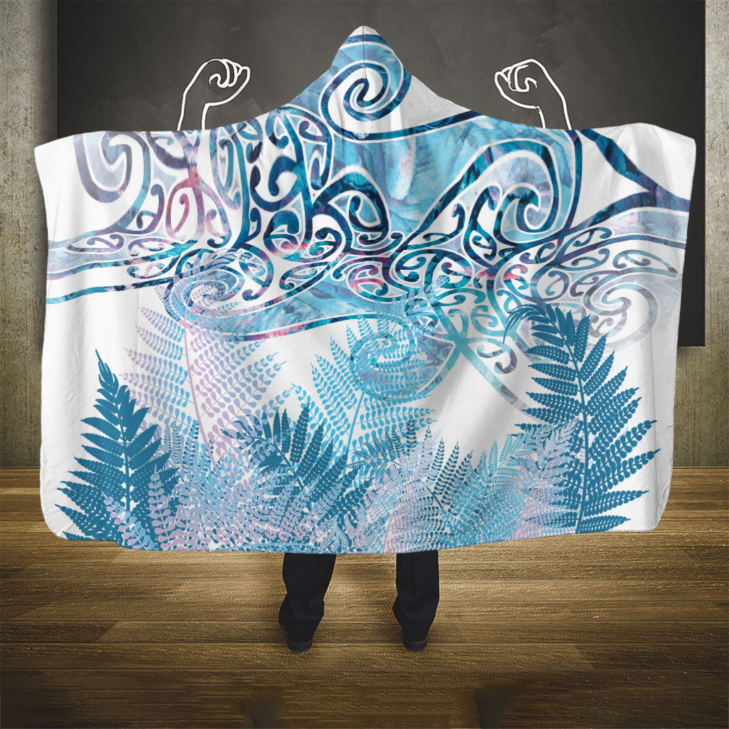 Aotearoa Maori Koru Curves Hooded Blanket Aqua Paua Shell LT7 - Polynesian Pride