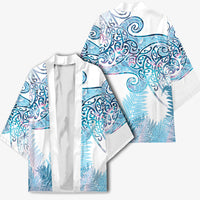 Aotearoa Maori Koru Curves Kimono Aqua Paua Shell LT7 - Polynesian Pride