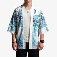 Aotearoa Maori Koru Curves Kimono Aqua Paua Shell LT7 - Polynesian Pride