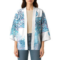 Aotearoa Maori Koru Curves Kimono Aqua Paua Shell LT7 - Polynesian Pride
