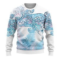 Aotearoa Maori Koru Curves Ugly Christmas Sweater Aqua Paua Shell