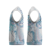Aotearoa Maori Koru Curves Christmas Knitted V-Neck Vest Aqua Paua Shell