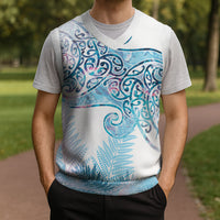 Aotearoa Maori Koru Curves Christmas Knitted V-Neck Vest Aqua Paua Shell