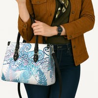 Aotearoa Maori Koru Curves Leather Bag Aqua Paua Shell LT7 - Polynesian Pride