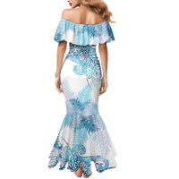 Aotearoa Maori Koru Curves Mermaid Dress Aqua Paua Shell LT7 - Polynesian Pride