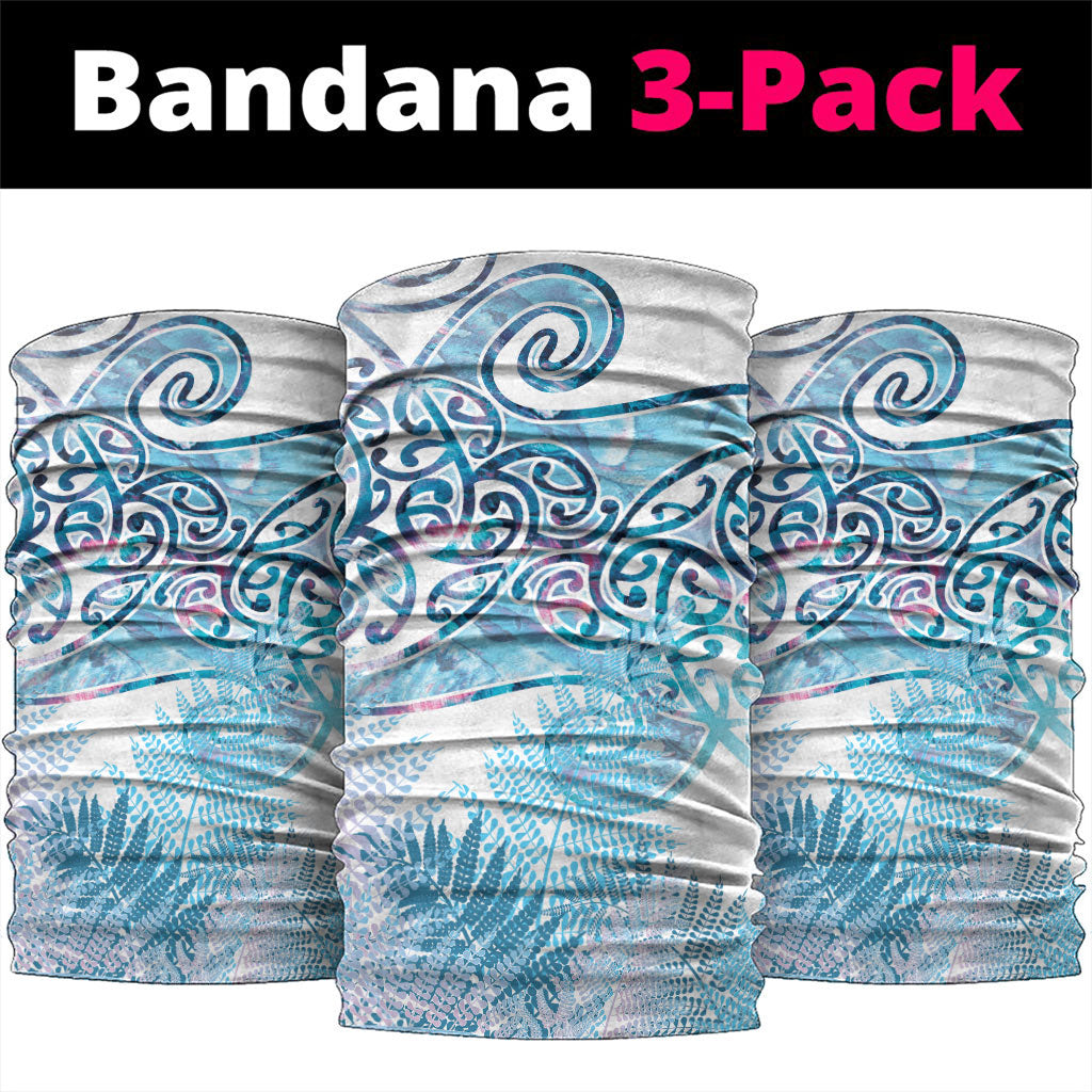 Aotearoa Maori Koru Curves Neck Gaiter Aqua Paua Shell LT7 package One Size: 25*50cm Blue - Polynesian Pride