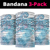 Aotearoa Maori Koru Curves Neck Gaiter Aqua Paua Shell LT7 package One Size: 25*50cm Blue - Polynesian Pride