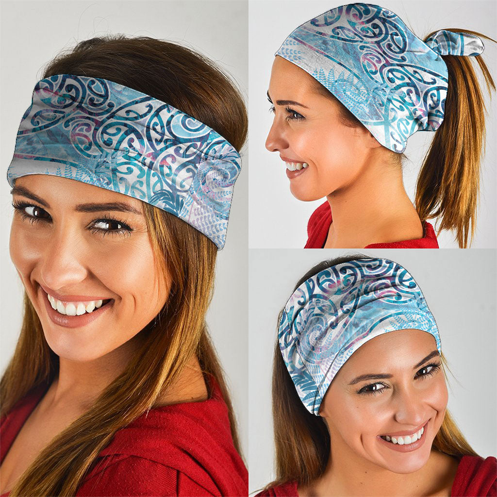 Aotearoa Maori Koru Curves Neck Gaiter Aqua Paua Shell LT7 - Polynesian Pride