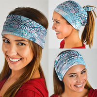 Aotearoa Maori Koru Curves Neck Gaiter Aqua Paua Shell LT7 - Polynesian Pride