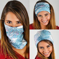 Aotearoa Maori Koru Curves Neck Gaiter Aqua Paua Shell LT7 - Polynesian Pride