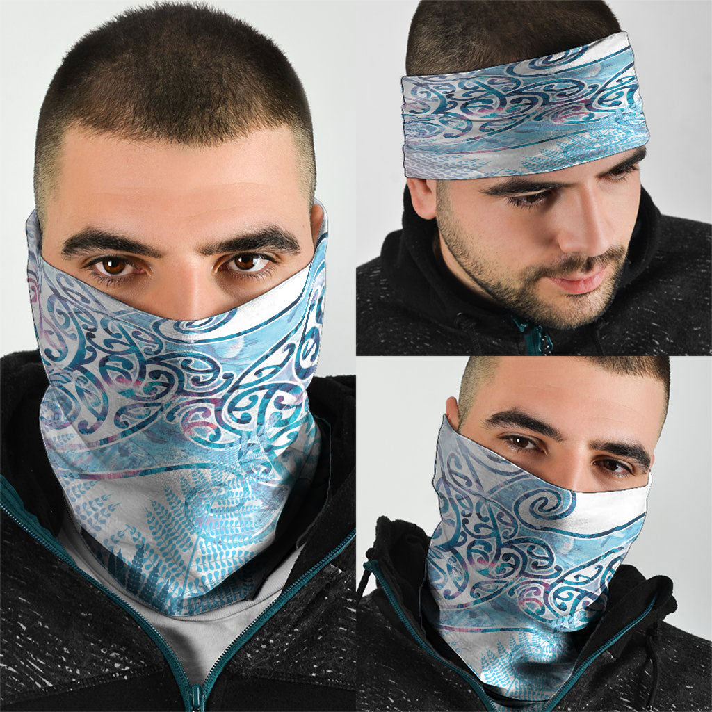 Aotearoa Maori Koru Curves Neck Gaiter Aqua Paua Shell LT7 - Polynesian Pride