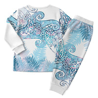 Aotearoa Maori Koru Curves Christmas Pajama Set Aqua Paua Shell