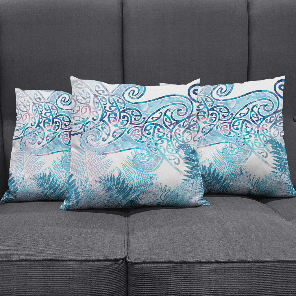 Aotearoa Maori Koru Curves Pillow Cover Aqua Paua Shell LT7 - Polynesian Pride