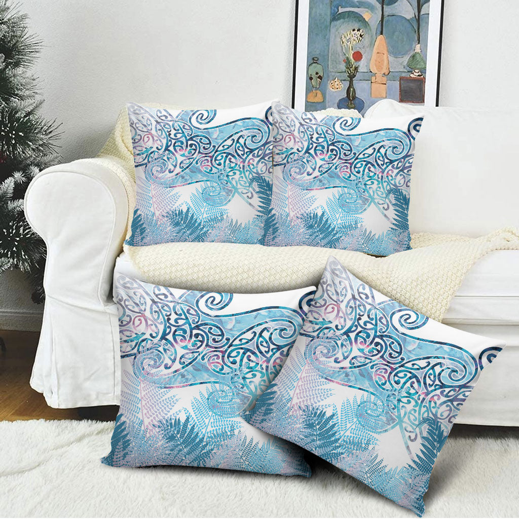 Aotearoa Maori Koru Curves Pillow Cover Aqua Paua Shell LT7 - Polynesian Pride