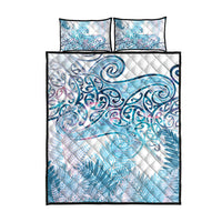 Aotearoa Maori Koru Curves Quilt Bed Set Aqua Paua Shell LT7 - Polynesian Pride