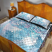 Aotearoa Maori Koru Curves Quilt Bed Set Aqua Paua Shell LT7 - Polynesian Pride