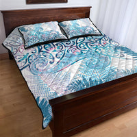 Aotearoa Maori Koru Curves Quilt Bed Set Aqua Paua Shell LT7 - Polynesian Pride