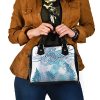 Aotearoa Maori Koru Curves Shoulder Handbag Aqua Paua Shell LT7 - Polynesian Pride