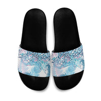 Aotearoa Maori Koru Curves Slide Sandals Aqua Paua Shell LT7 Blue - Polynesian Pride