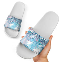 Aotearoa Maori Koru Curves Slide Sandals Aqua Paua Shell LT7 - Polynesian Pride